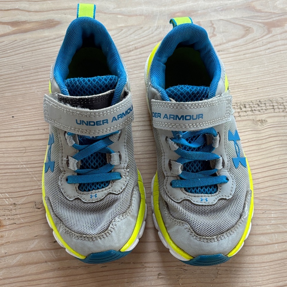 Under Armour Kids Sneakers - Gray, Blue, and Yellow